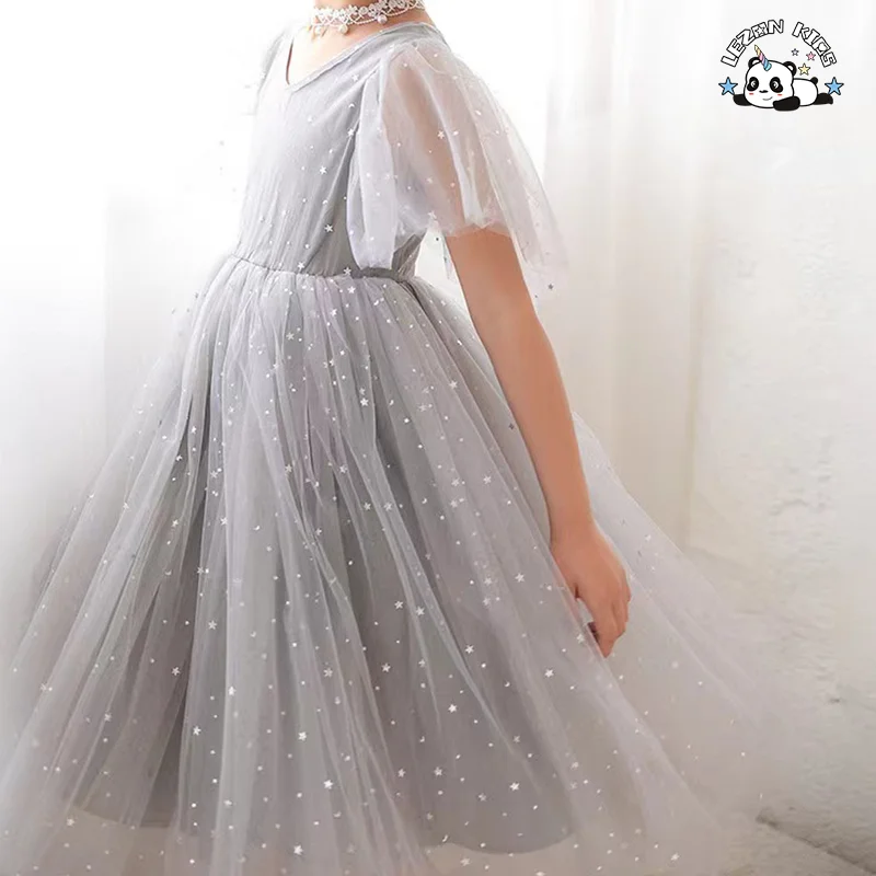 LEZONKIDS - Novo Produto de 2024 Vestidos de Tule Elegantes e Fofos para Meninas e Crianças para Festa e Domingo